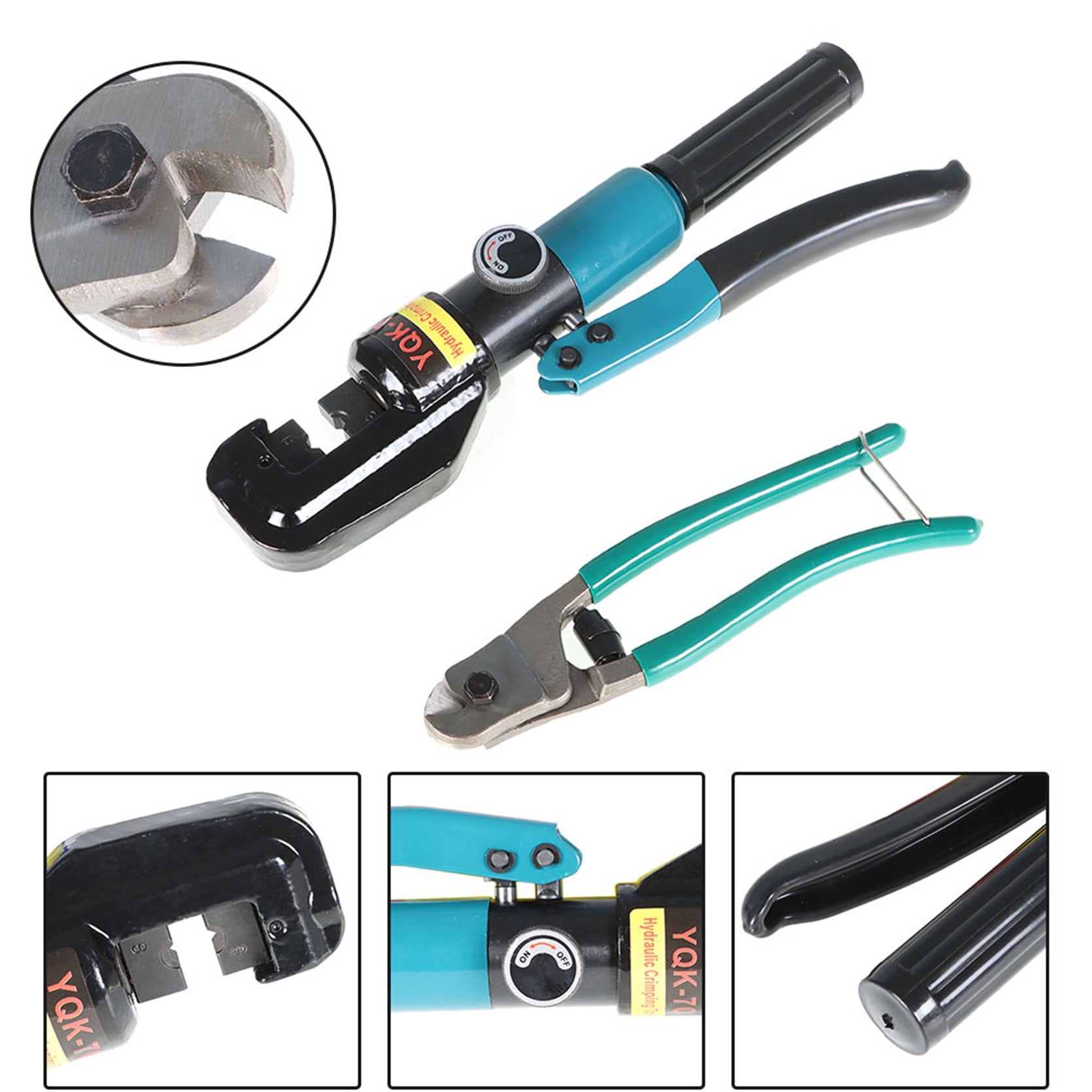 findmall 10 Ton Hydraulic Wire Battery Cable Lug Terminal Crimper Crimping Tool with 9 Pairs of Dies and Cable Cutter for 1/8 Inch to 3/16 Inch Stainless Steel Cable Railing Fittings