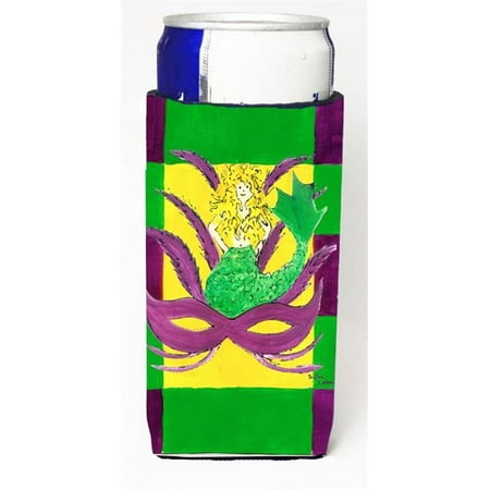 

Carolines Treasures 8162MUK Mardi Gras Blonde Mermad With Mask Michelob Ultra s For Slim Cans - 12 oz.