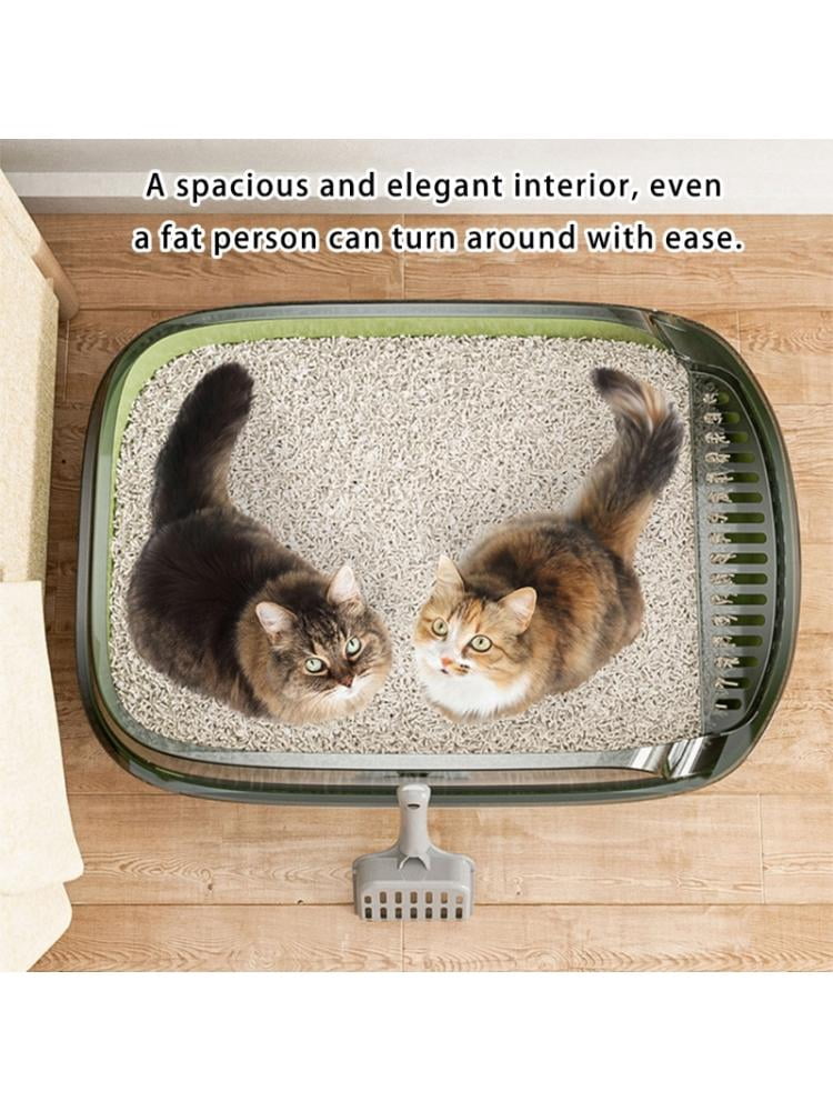 Yiran Thickened Semi Enclosed Splash Proof Cat Litter Box, Peach Pink, Extra Large Size