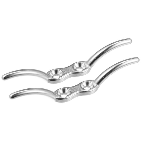 2Pcs 6 Inch Stainless Steel Flagpole Cleat Hook Rope Cleat Handle Universal for Marine Boat Ship