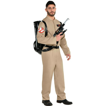 Party City Ghostbusters Costume with Proton Pack for Adults, Standard Size, Includes Jumpsuit with Zippers and Backpack