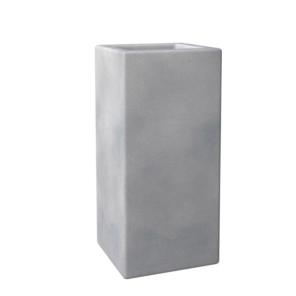 LeisureMod Terra Fiberstone and MGO Clay Planter, Mid-Century Modern Tall Square Planter Pot for Indoor and Outdoor (Aged Concrete, 20 Inch)
