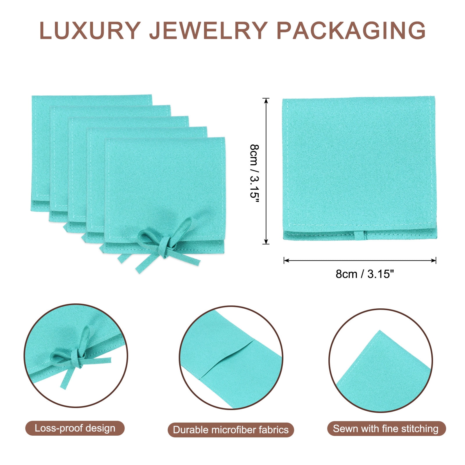 Unique Bargains Microfiber Mini Jewelry Pouch Packaging Bag with Tie for Gift 40 Pcs Blue