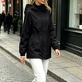 thumbnail image 2 of WRKEKC Windbreaker Jackets for Women Solid Color Hooded Long Sleeve Zip Up Drawstring Waist Windproof Outdoor Coat, 2 of 7