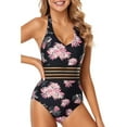 thumbnail image 6 of Utoimkio Women's Halter One Piece Swimsuits High Waisted Bathing Suits for Women Summer Floral Print Backless Swimwear Beachwear, 6 of 9