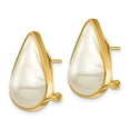 thumbnail image 6 of 14K Yellow Gold 12X20 White Pear Freshwater Cultured Mabe Pearl Omega Back Earrings, 6 of 7