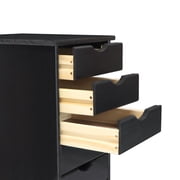 Adeptus Original Roll Cart, Solid Wood, 6 Drawer Roll Cart, Black