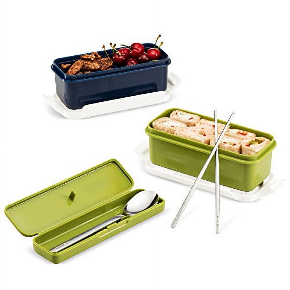 Komax Bento Lunch Box With Handle Strap [2-Pack] 