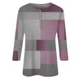 thumbnail image 4 of Womens Colorful Shirt Women's Cotton T Shirt,2024 Fashion Seven Sleeve Shirt Summer V Neck Long Shirt Women's Trendy Shirt Casual Plaid Printed Buttons Tops(Size:XL), 4 of 4