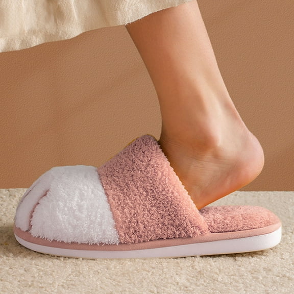GERsome Women's Slip on Fuzzy House Slippers Memory Foam Slippers Scuff Outdoor Indoor Warm Plush Bedroom Shoes with Faux Fur Lining