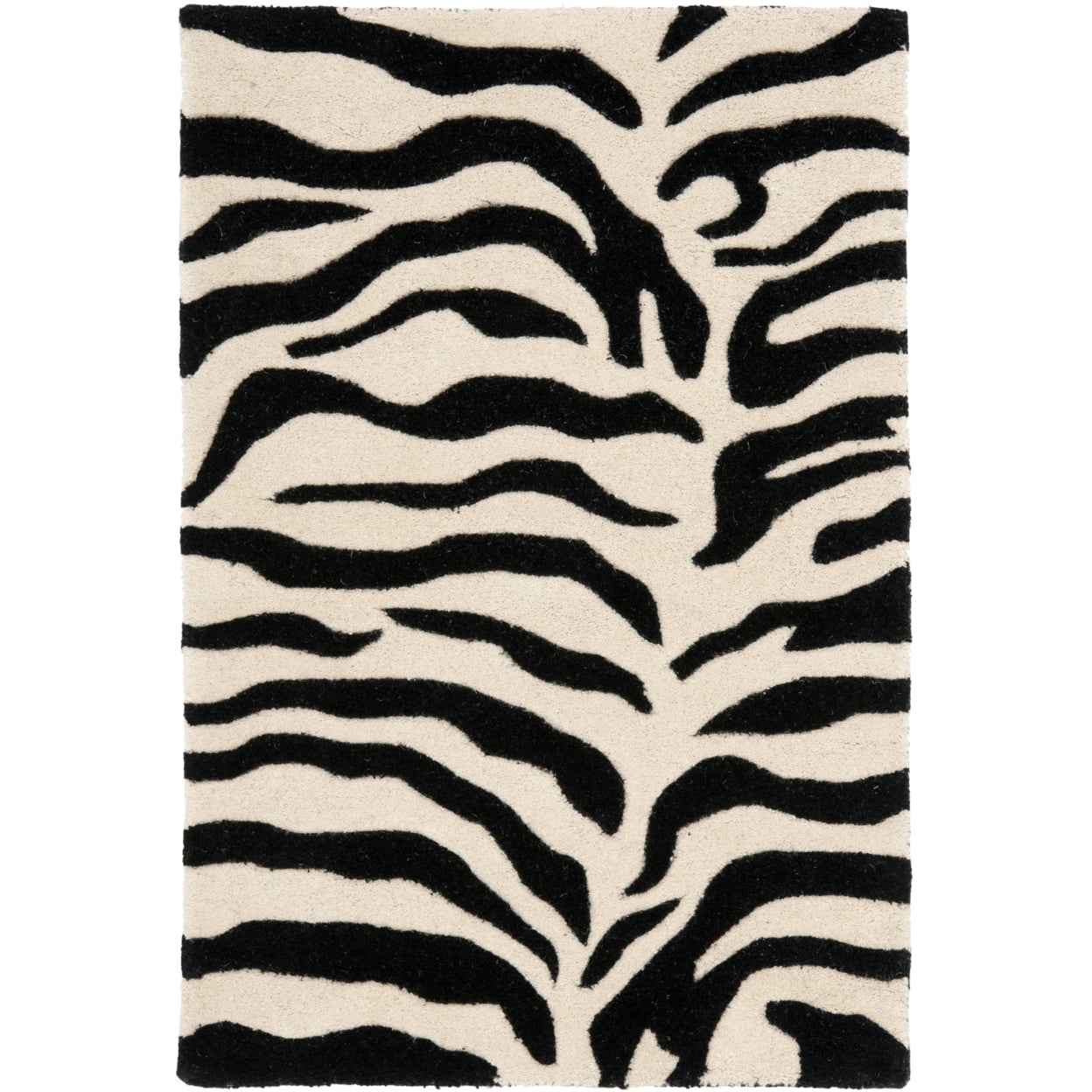 SAFAVIEH Soho Frazier Zebra Striped Wool Area Rug, Beige/Black, 7'6" x 9'6"