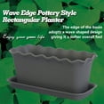 thumbnail image 3 of Clearance! Haidf Rectangular Planter, Plastic Wavy Ruffled Edge Long Planter Box with Tray, Planters for Indoor Outdoor Plants Flowers, Deck Railing Planter Boxes, Flower Pots, Plant Pots, 12", Blue, 3 of 7