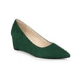 thumbnail image 1 of BLISSFUL STEP Escarpins à Talon Compensé à Enfiler pour Femme à Bout Pointu Vert Foncé 9, 1 of 7