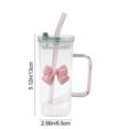 thumbnail image 3 of 14 Oz Glass Tumbler with Handle, Lid, Glass Straw and Detachable Butterfly Charm, for Iced Drinks and Beverages at Home or Office(Pink), 3 of 7