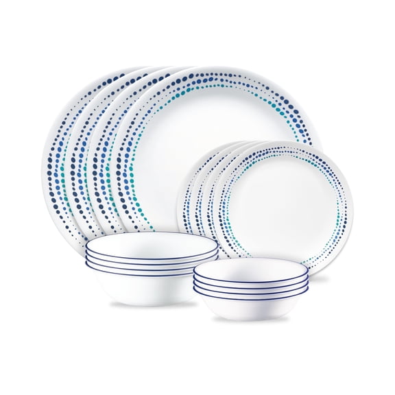 Corelle Ocean Blues 16-Piece Glass Dinnerware Set (Service for 4)