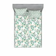thumbnail image 2 of Ambesonne Flower Fitted Sheet & Pillow Sham Set, Japanese Spring Blossoms, Twinxl, Pink Green, 2 of 3