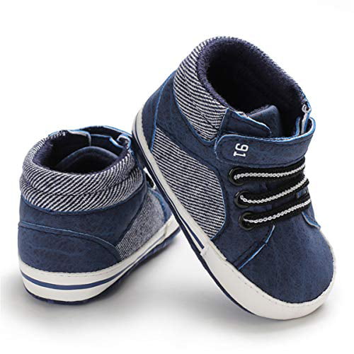BENHERO Baby Girls Boys Canvas Shoes Toddler Infant First Walker Soft Sole High-Top Ankle Sneakers Newborn Crib Shoes 