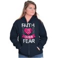 thumbnail image 3 of Faith Over Fear Breast Cancer Ribbon Womens Plus Size Graphic Zipper Hoodie Brisco Brands 4X, 3 of 5