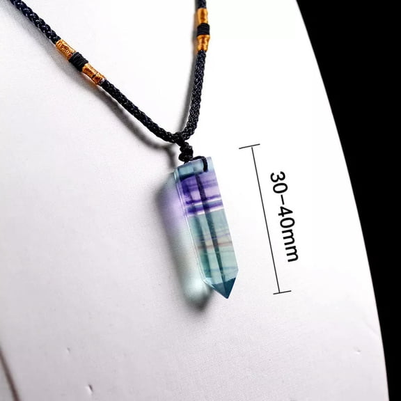 EOEMY Natural Quartz Rainbow Fluorite Healing Crystal Point Wand Obelisk Pendant Gift