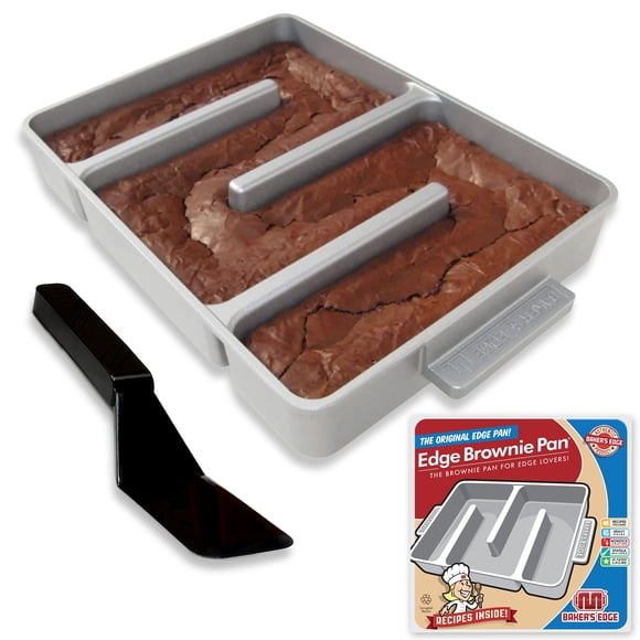 Pan para brownie Baker's Edge Original, aluminio de 23 x 30 cm, todos los bordes