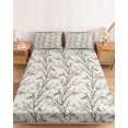 thumbnail image 2 of Twin XL Size Fitted Sheet Set - Natural Trees 2 Piece Bedding Sets 16" Deep Pocket Fitted Sheet with 1 Pillowcases, Colored Birds on Branches Retro Rustic Brushed Microfiber Hotel Luxury Bed Sheets, 2 of 9
