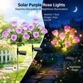thumbnail image 3 of Rirool 2-Pack Purple Solar Rose Flower Garden Stake Lights, 7 Heads Outdoor Waterproof Decorative Lights with 8 Modes, Auto On/Off Warm White LED for Yard Lawn Patio Pathway Decor, 3 of 8
