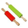 thumbnail image 2 of Rolling Pin 2 Pack 12/9In Non Stick Silicone Rolling Pins For Bake Dough Roller For Pizza Cookie With Wooden Handle Nonstick 2 Sizes(Green/Red),Red Kitchen Rolling Pin, 2 of 9