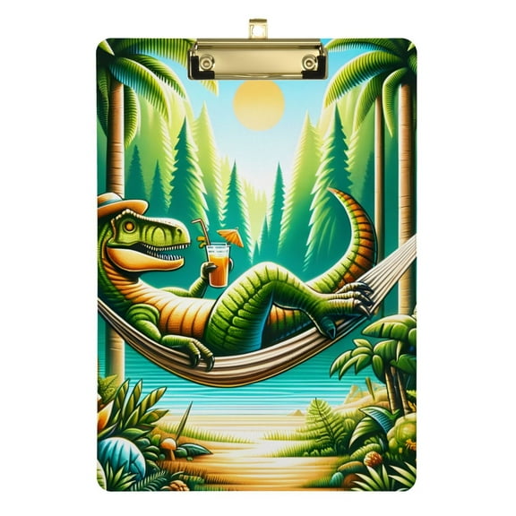 A Dinosaur and Forest Acrylic Clipboards 12 x 9 Inch A4 Size with Low Profile Clip Hanging Clipboard for Classroom School Office