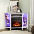 thumbnail image 2 of Costway Fireplace TV Stand with Led Lights & 18" Electric Fireplace for Tvs up to 50" White, 2 of 10