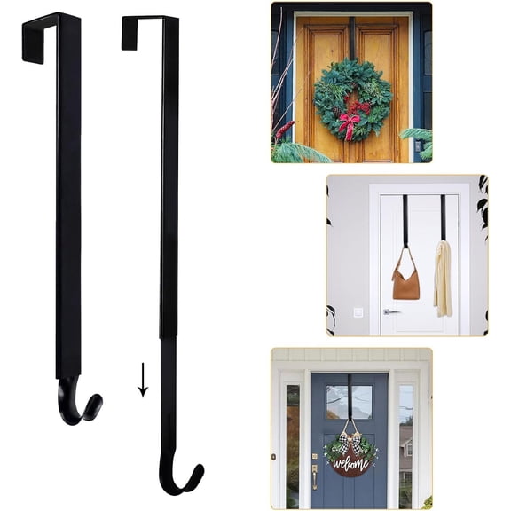 GoXteam Wreath Hangers Front Door Adjustable 15 to 25 Inch Door Wreath Hanger Holds up to 20 lbs Wreath Hangers Front Door Black Wreath Hanger