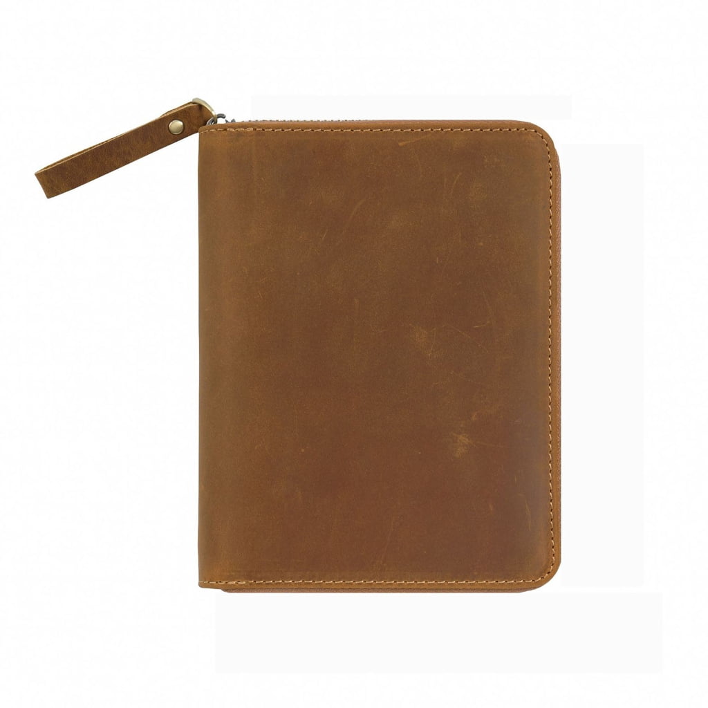 Zippered Leather Cover for 3.5x5.5Inch Pocket Journal Notebook Field Notebook