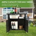thumbnail image 2 of HOMEFUN Outdoor Bar Table Featuring Storage Cabinet: Wheeled Patio Serving Carts, Wicker Grill Cart Prep Station & Rolling Kitchen Island for Patio, Backyard and Outside Use, in Black, 2 of 7