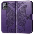 thumbnail image 2 of Feishell Wallet Case for T-Mobile REVVL 6 Pro,Butterfly & Flower Embossed PU Leather TPU Inner Shell Magnetic Flip Stand Card Slots Shockproof Protective Phone Cover,Purple, 2 of 6