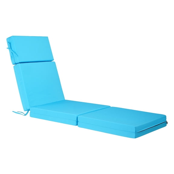 Outdoor Lounge Chair Cushions Set of 2,72x21x4 " Thick Waterproof Patio Cushions with Ties,Teal Sun Lounger Pads for Poolside Deck,Fade-Resistant