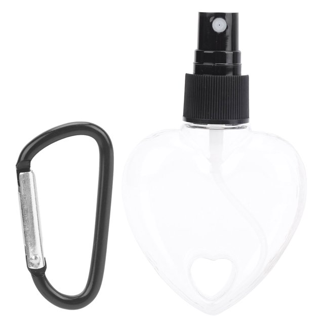 Empty Keychain Spray Bottle, Heart Shape Spray Bottle 50ml 11x6.5x2.8cm PET Plastic For Purified Water Toner For Outdoor Travel Use ANGGREK Boquilla de pulverización negra