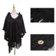 thumbnail image 3 of Suéter de punto bohemio para mujer, Poncho con capucha y botones de talla grande para otoño e invierno, chal de punto a cuadros, capa con borlas, 3 of 5