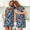 thumbnail image 4 of Kdxio Fish In The Wave Pattern Womens Short Sleeve Sleepshirt Scoopneck Cute Nightdress Ruffle Comfy Nightgown, 4 of 6