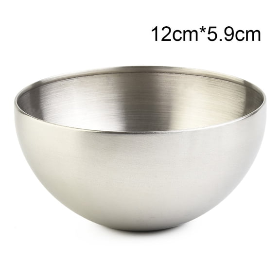 Stainless Steel Mixing Bowls, 304 Double Walled Heat Insulated Salad Bowl with Wide Rim for Kitchen Dining, Nesting Design, Silver(12cm Silver)