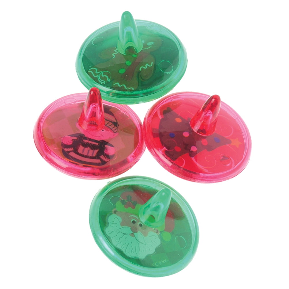 US Toy Christmas Spinning Mini Tops 1.5" Stocking Stuffer, Assorted, 12
