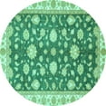 thumbnail image 1 of Ahgly Company Indoor Round Oriental Turquoise Blue Traditional Area Rugs, 7' Round, 1 of 4
