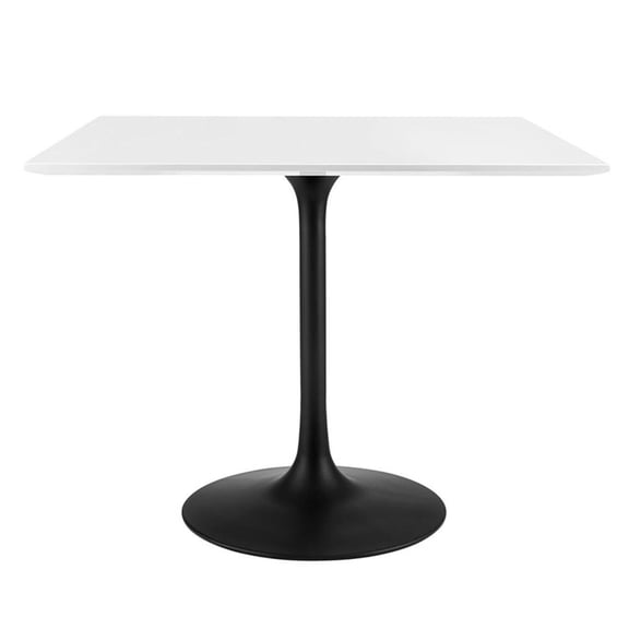 Pemberly Row 36" Square Lacquered MDF Wood Top Dining Table in Black/White