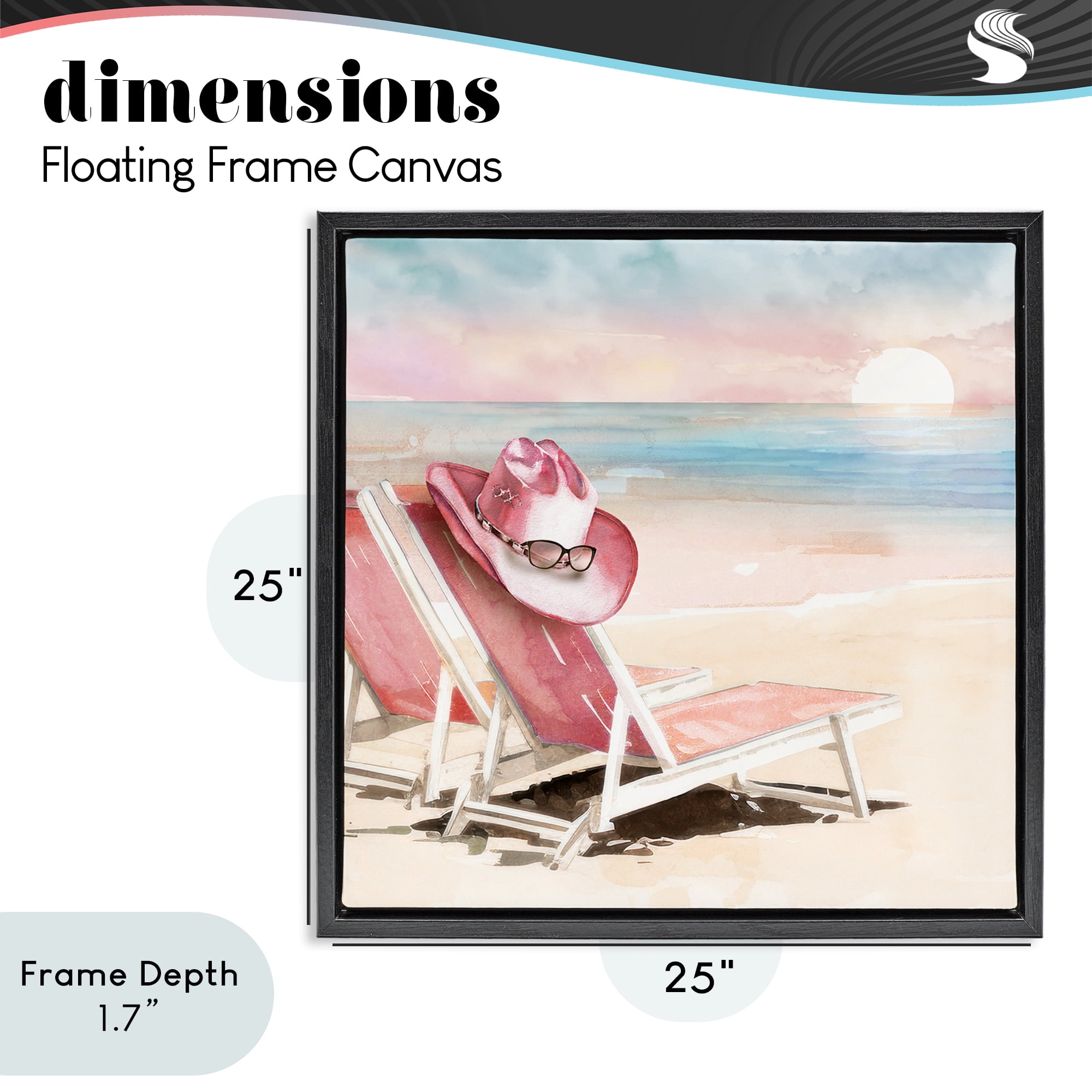 Stupell Industries Blush Pink Beach Chairs Black Framed Floater Canvas Wall Art, design by Paul Mathenia