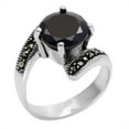 thumbnail image 5 of Silverly Women's 925 Sterling Silver Simulated Marcasite Black Cubic Zirconia Round Cut Bypass Ring, 5 of 5