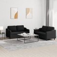 thumbnail image 1 of vidaXL 2 Piece Sofa Set with Cushions Black Fabric, 1 of 4