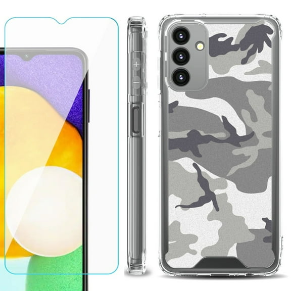 Shockproof Bumper Phone Case for Samsung Galaxy A13 5G, with Tempered Glass Screen Protector, by OneToughShield ® - Urban Camo