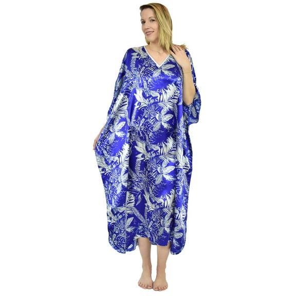 Up2date Fashion's Women's Caftan / Kaftan / Muumuu / Mumu, Tropical Saphire Print