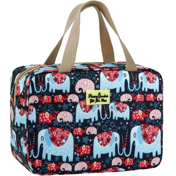 Large Travel Makeup Bag for Women Girls Gifts, Cute Cosmetic Travel Bag Organizer, Water-Resistant Blue Elephant