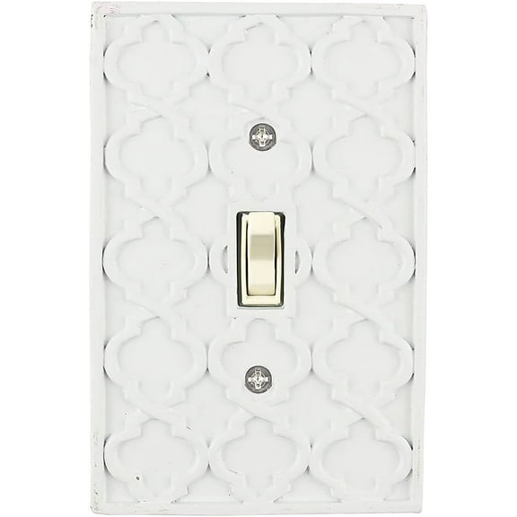 Meriville Moroccan 1 Toggle Wallplate, Single Switch Electrical Cover Plate, Off White