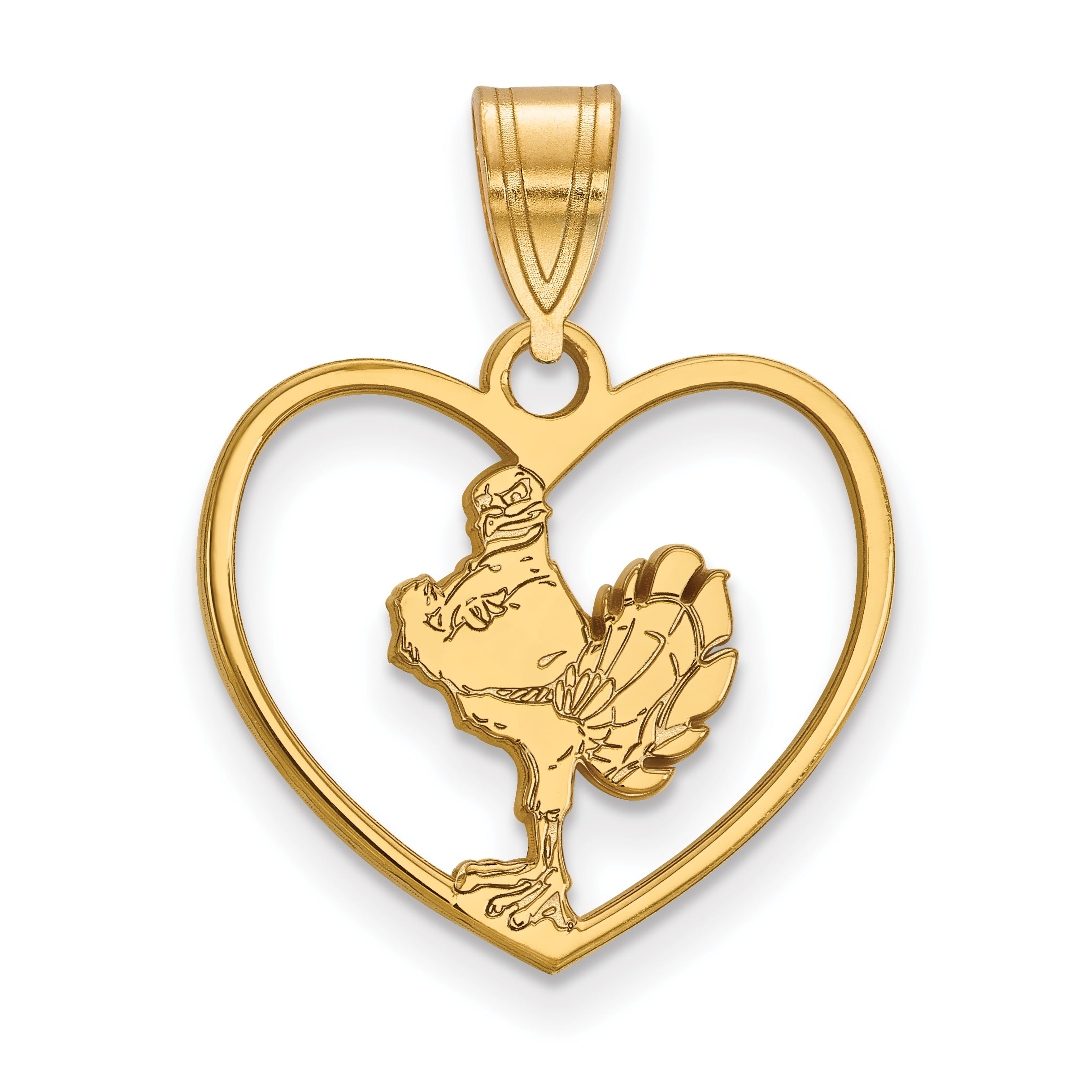 Virginia Tech Hokies School Mascot on Heart Pendant in Gold Plated Silver 15x17mm - Walmart.com ...