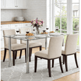 thumbnail image 3 of Ktaxon 53" Modern Dining Table for 6, Rectangle Glass Kitchen Table Dinner Breakfast Table for 6 Person with Metal Legs, Sliver, 53.1" x 27.6" x 29.5", 3 of 6